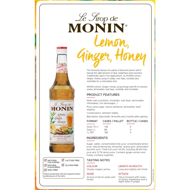 Monin Lemon, Ginger & Honey Syrup 700ml